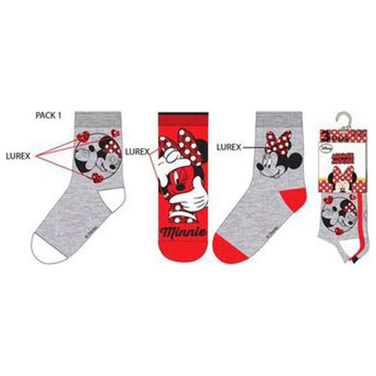 Disney Minnie Mouse Red Bow Children's Socks 31/34 product photo