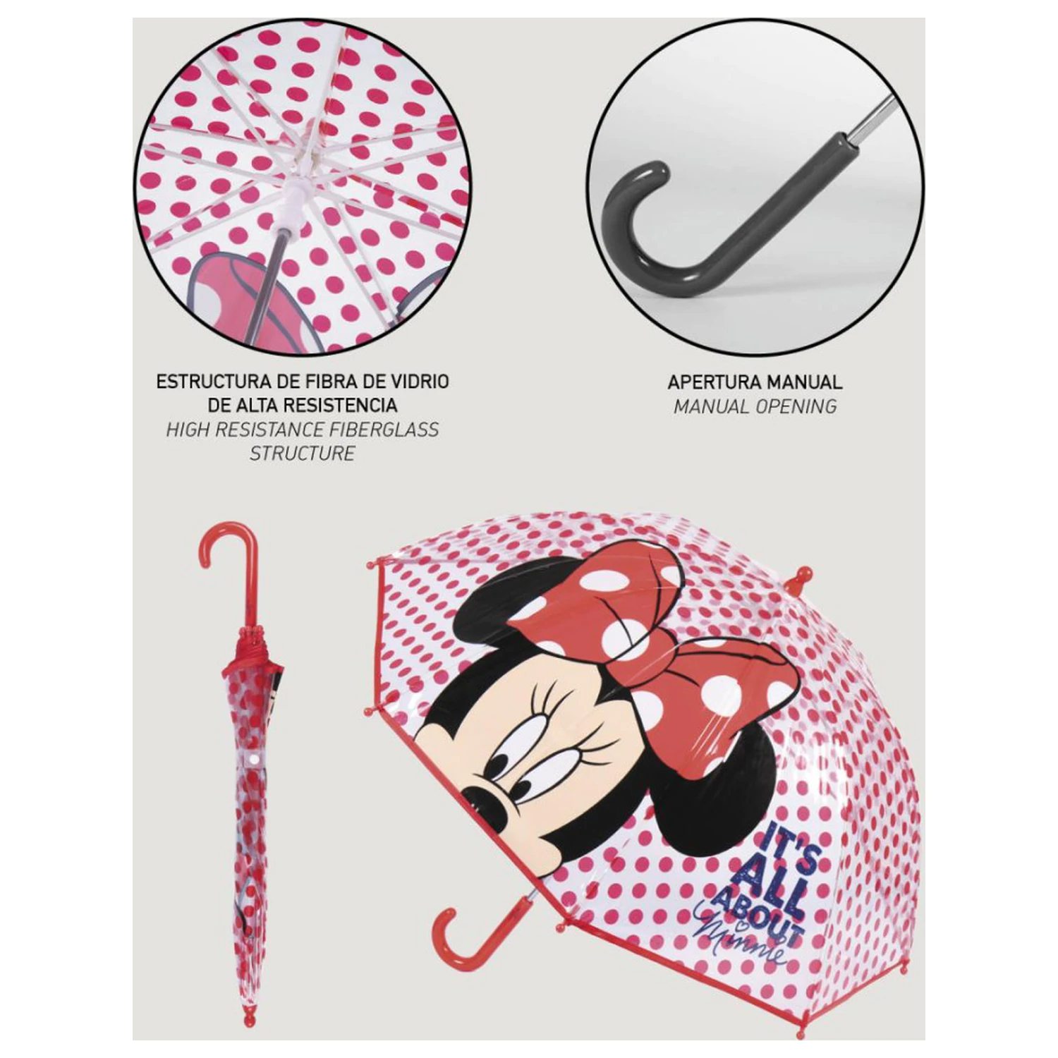 Disney Minnie Dots kids transparent umbrella Ø71 cm product photo