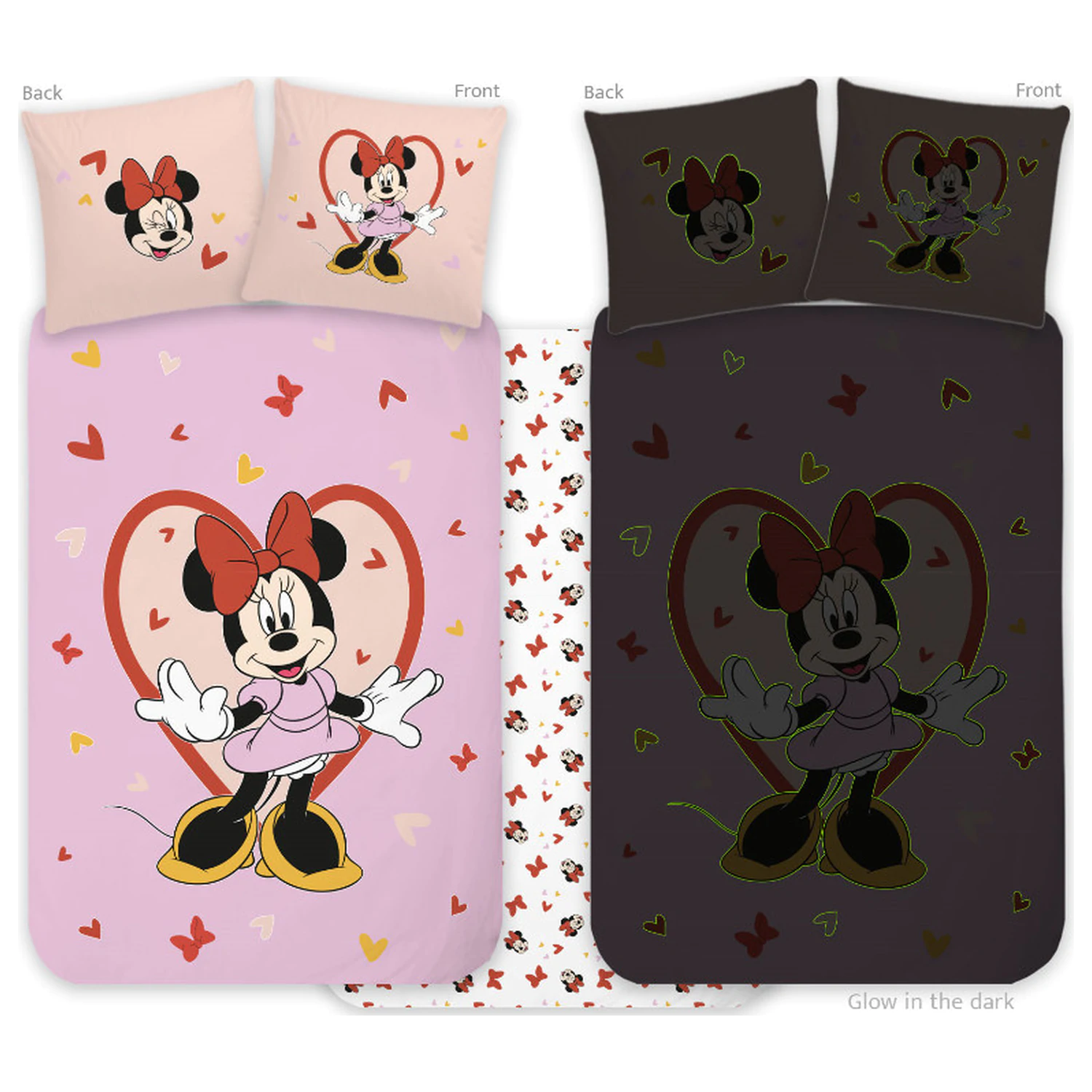 Disney Minnie Heart Glow-in-the-Dark Kids Toddler Duvet Cover product photo