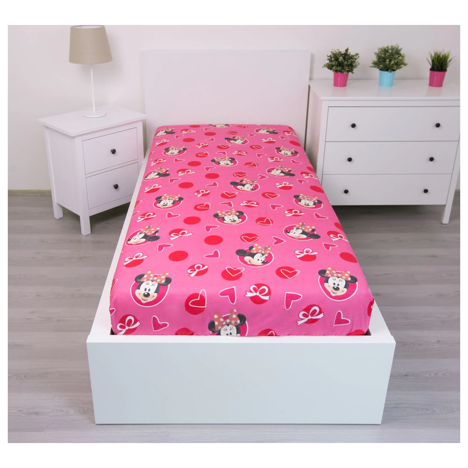 Disney Minnie Hearts Fitted Sheet 90x200 cm product photo