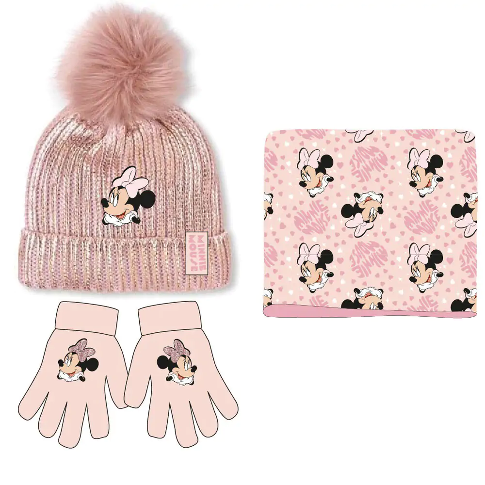 Disney Minnie snood hat gloves set termékfotó