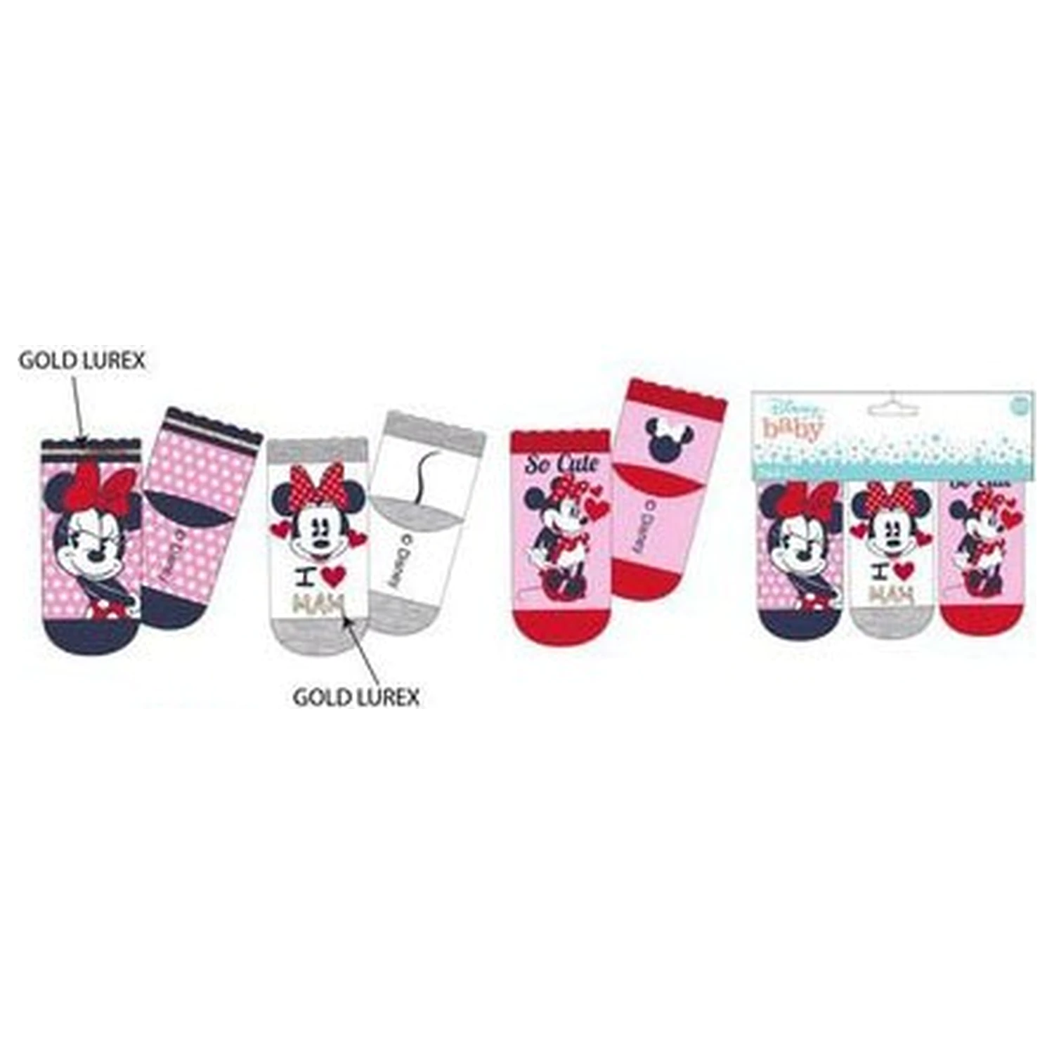 Disney Minnie Love Mom Pink Baby Socks 0-6 Months product photo