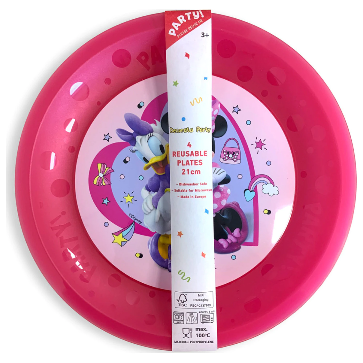 Disney Minnie Makes Me Smile micro premium plastic flat plate 4-piece set 21 cm product photo