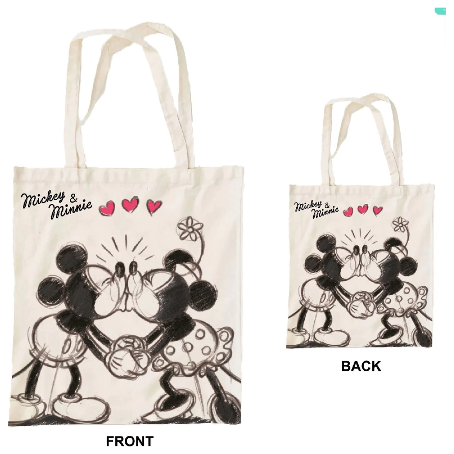 Disney Minnie Mickey Kiss Canvas Bag, Shopping Bag 44 cm product photo