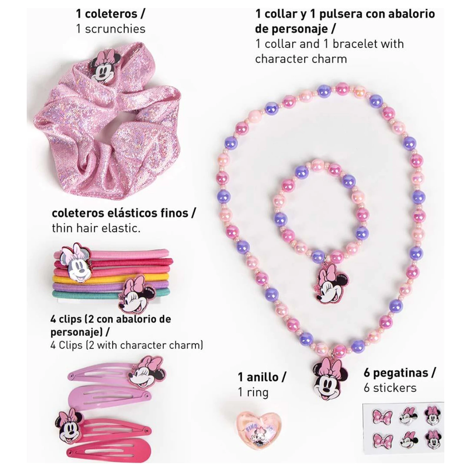 Disney Minnie Pink Hair Accessory and Jewelry Set 15 pcs product photo