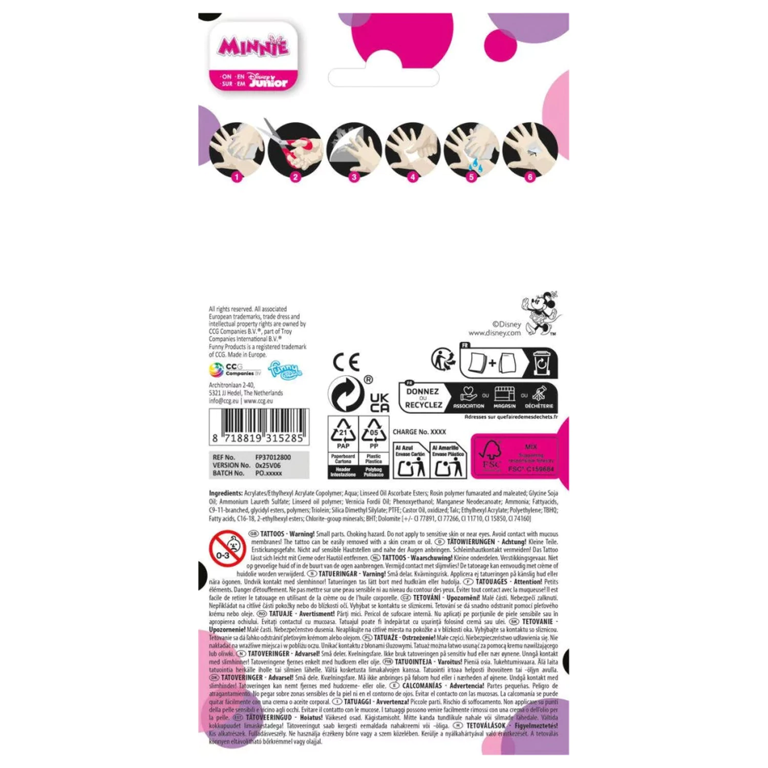 Disney Minnie Smile Tattoo 12 pcs product photo