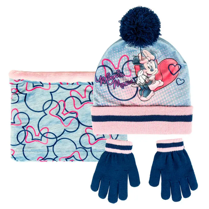Disney Minnie Kids winter set snood hat gloves product photo