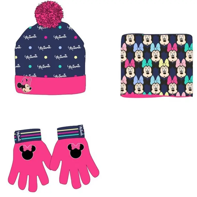 Disney Minnie winter set snood hat gloves product photo