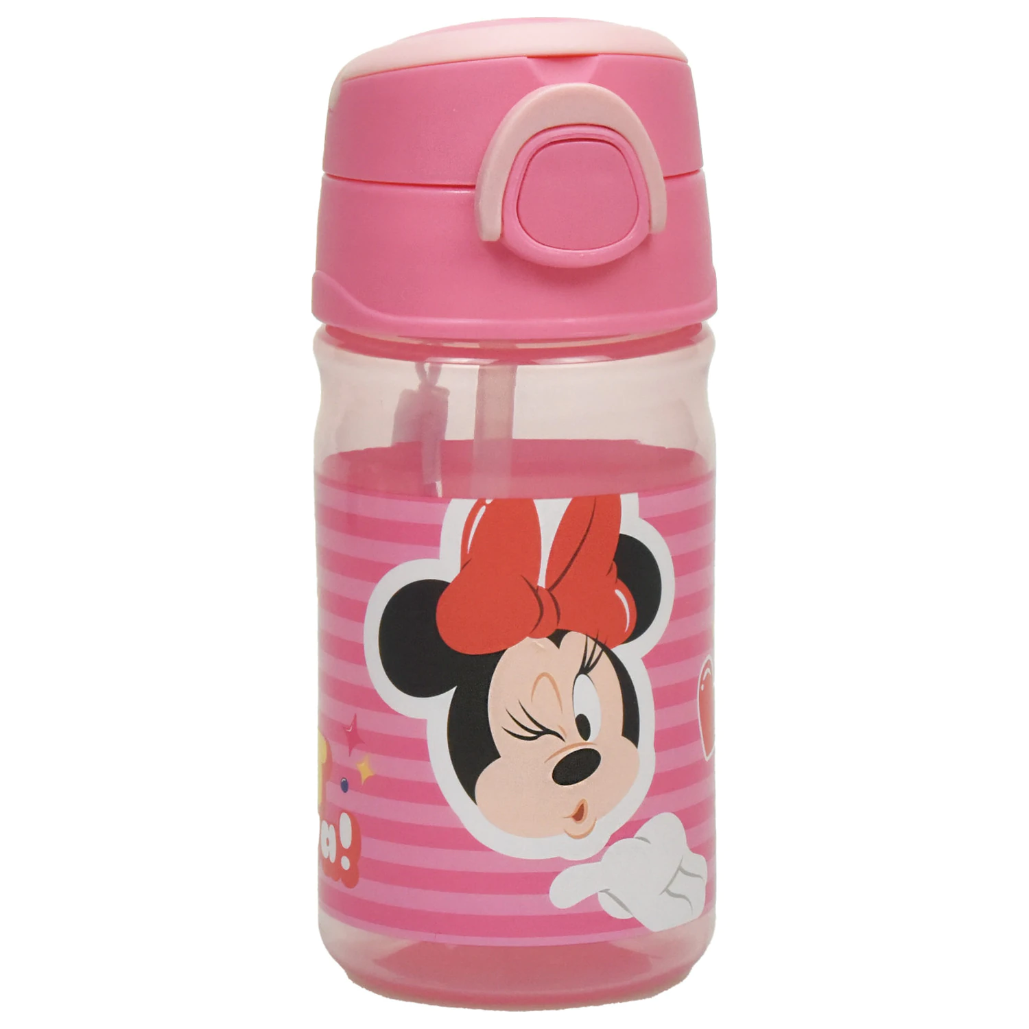 Disney Minnie Wink Plastic Straw Water Bottle with Hanger 350 ml product photo