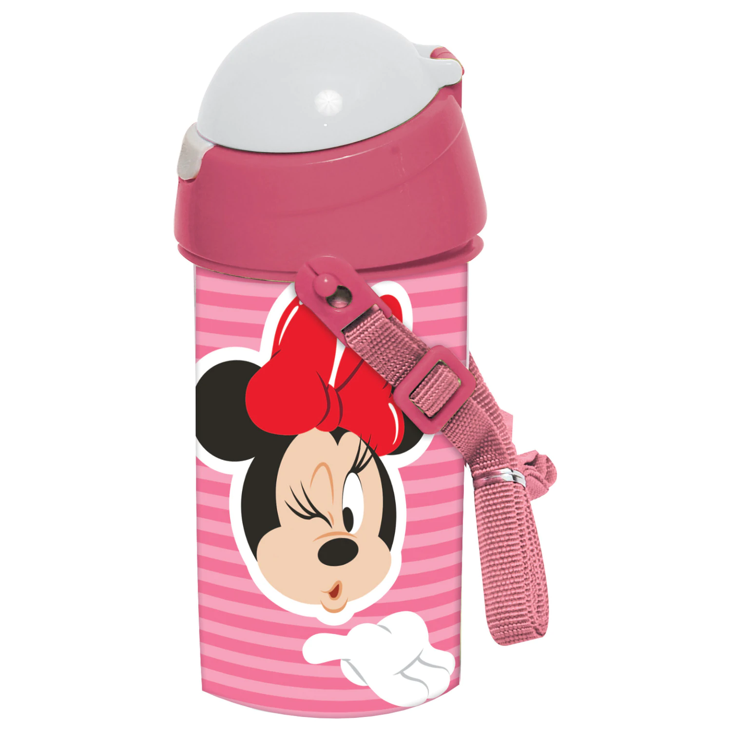 Disney Minnie Wink plastic water bottle with straw and hanger 500 ml product photo