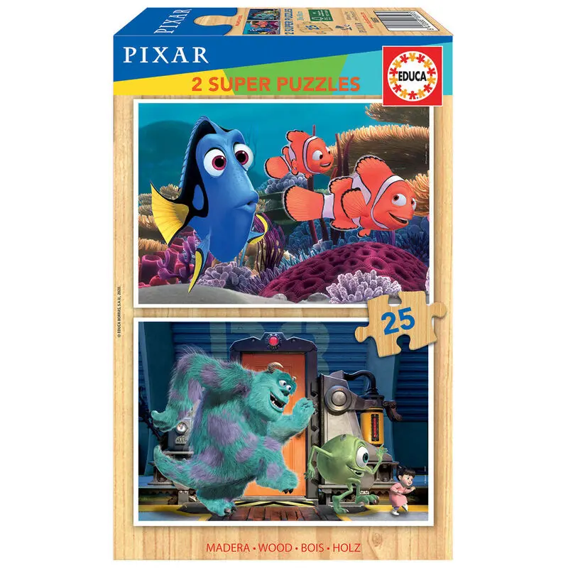 Disney Pixar Finding Nemo + Monsters Inc. wooden puzzle 2x25pcs product photo