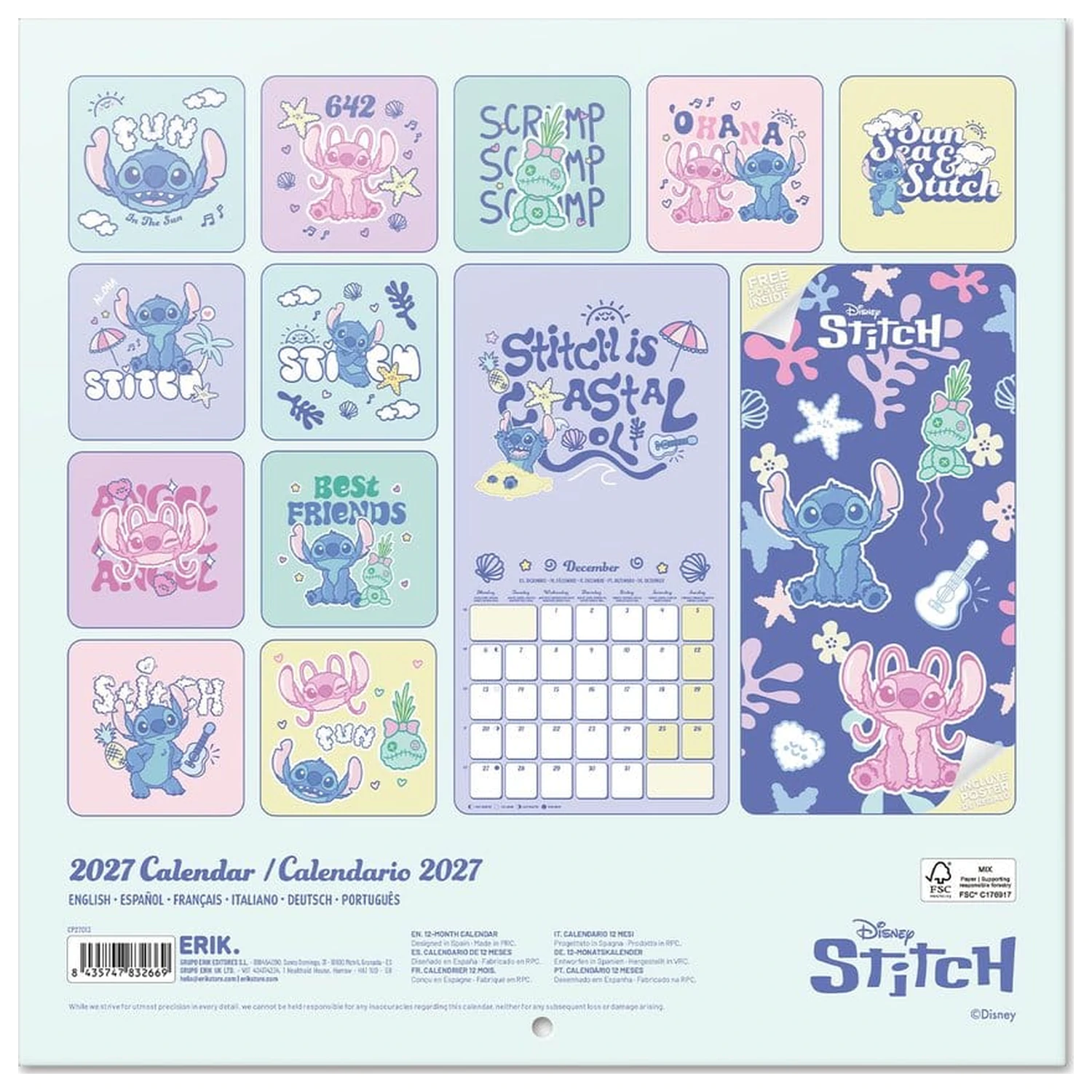 Disney Stitch 2027 Wall Calendar 30 x 30 cm product photo