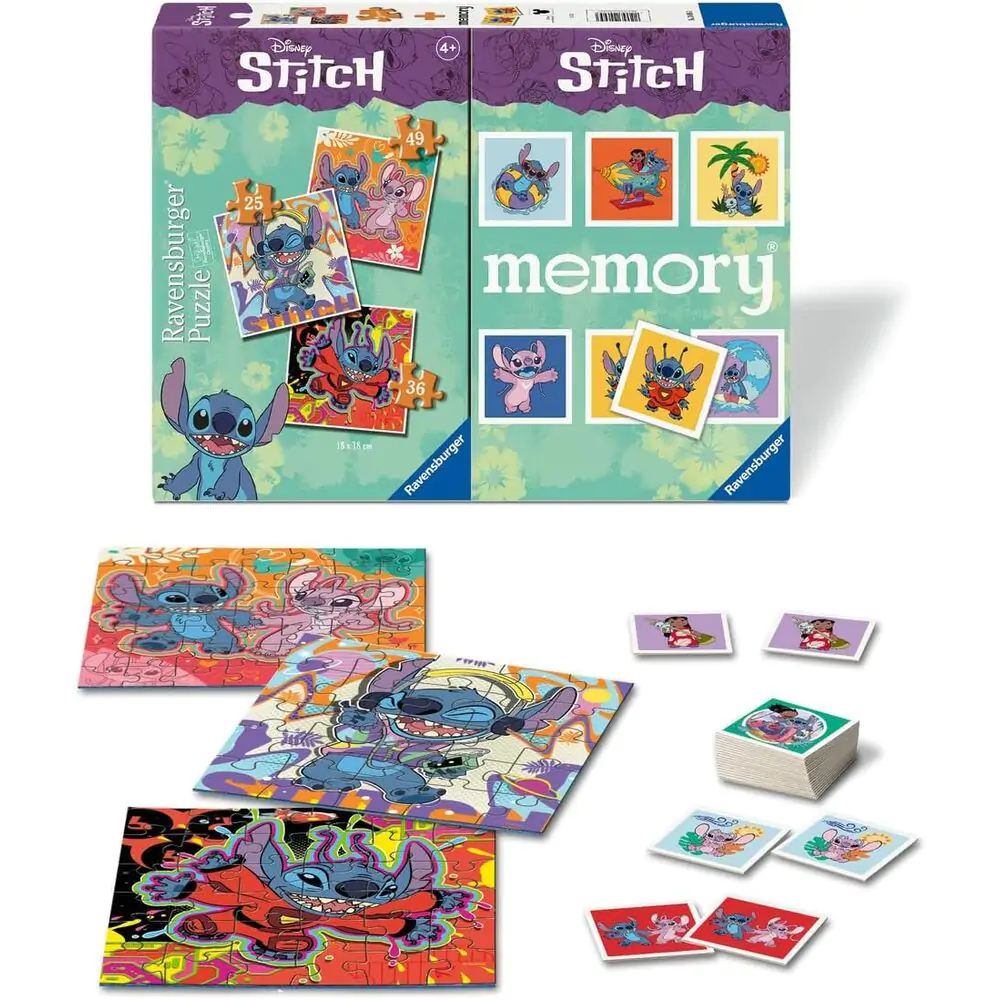 Disney Stitch 3 puzzles and memory multipack product photo