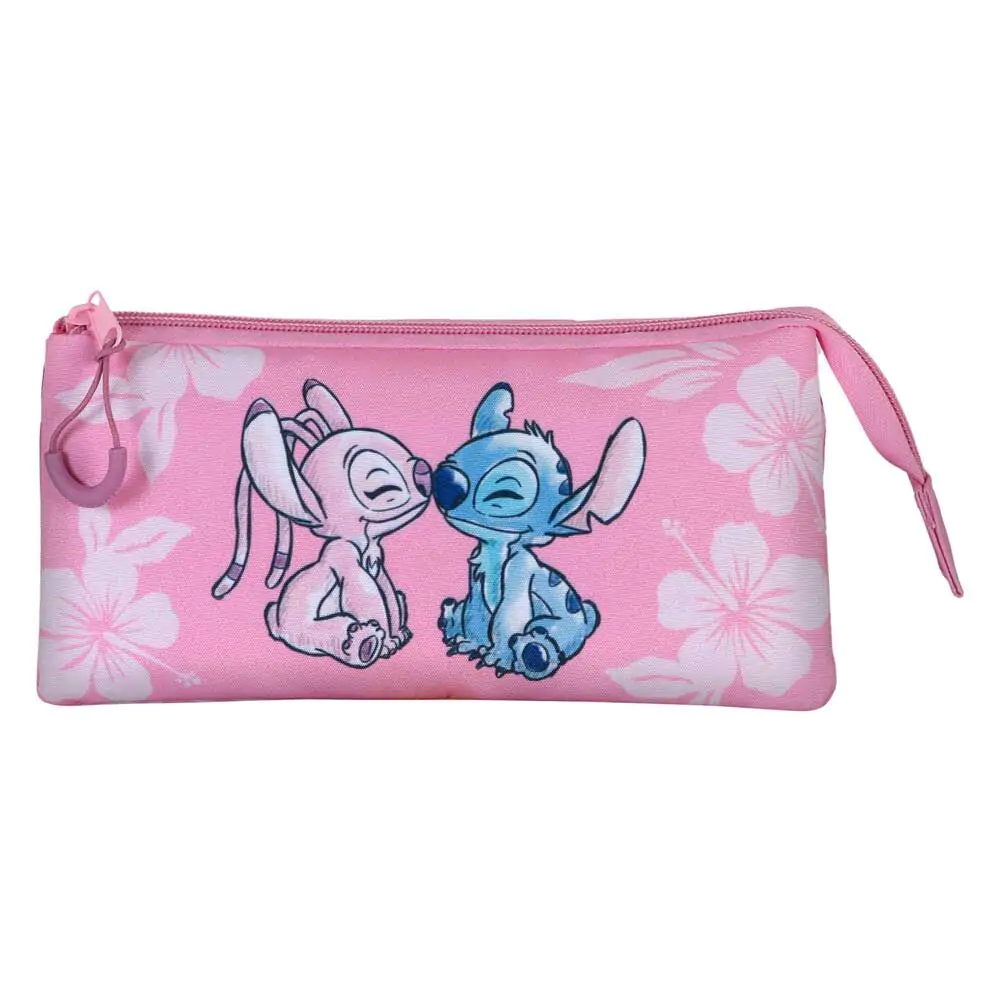 Disney Stitch &amp; Angel triple pencil case product photo