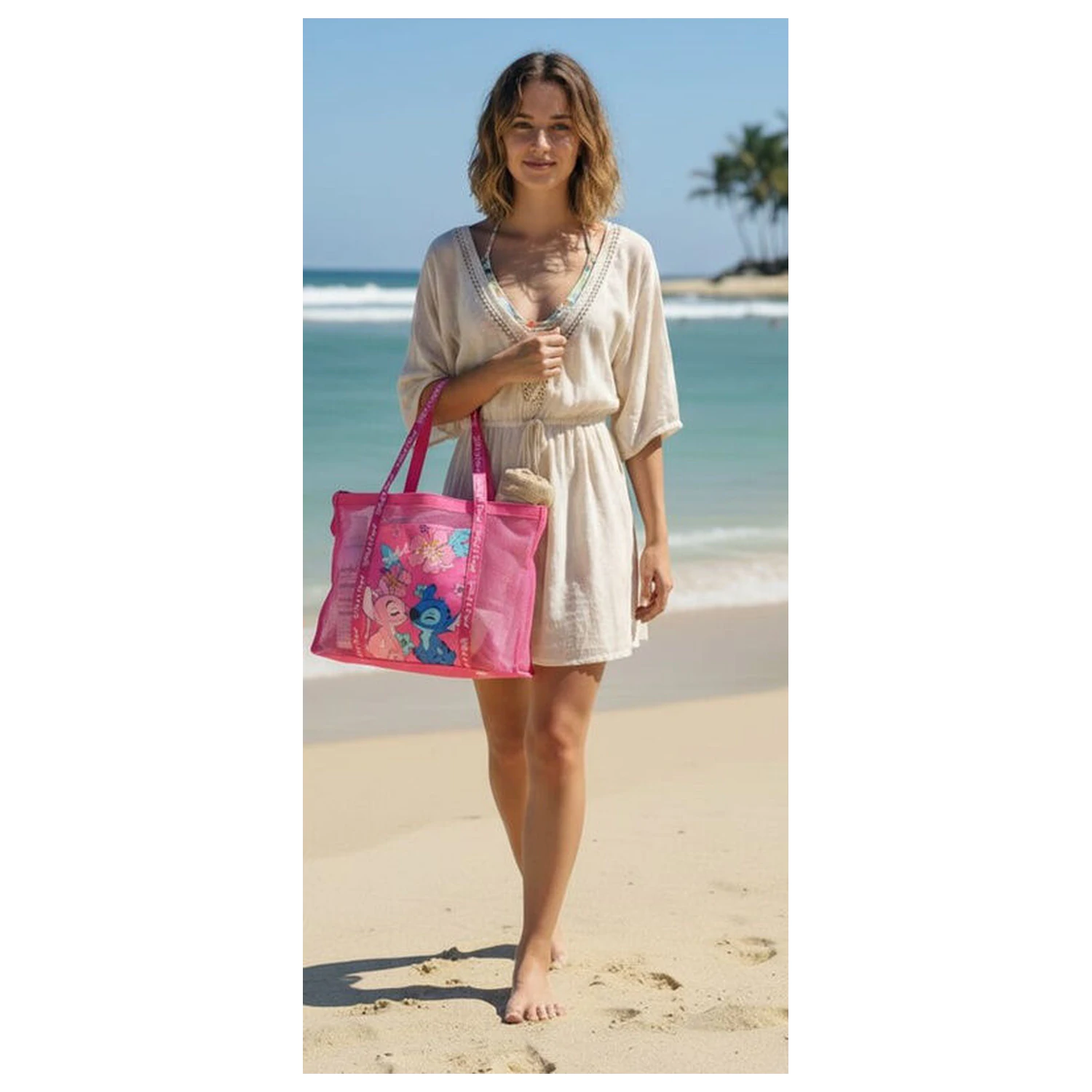 Disney Stitch & Angel mesh beach bag product photo
