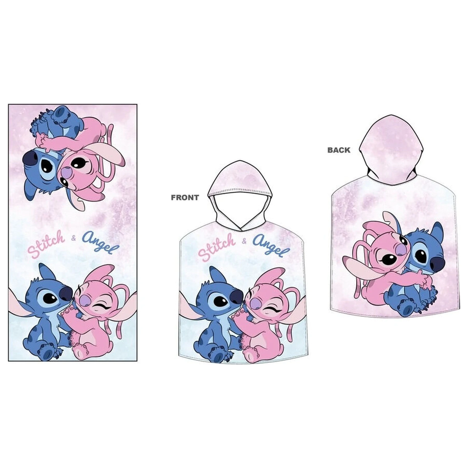 Disney Stitch & Angel microfibre poncho towel product photo