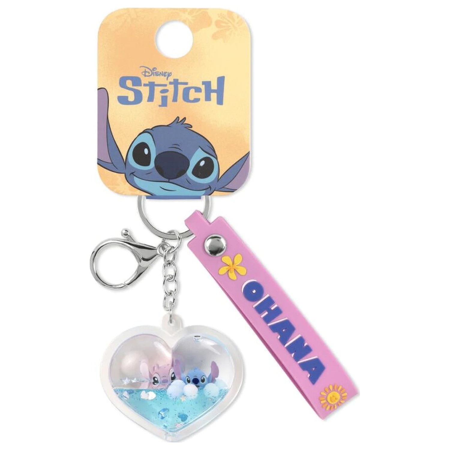 Disney Stitch & Angel Ohana Heart keychain product photo