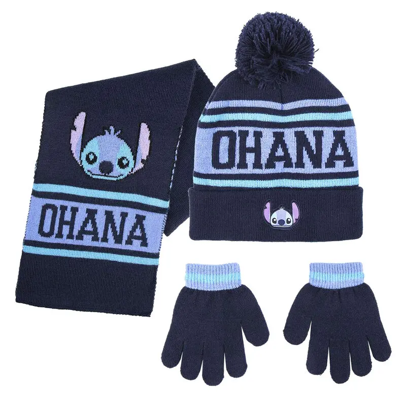 Disney Stitch Kids winter set cap gloves scarf termékfotó