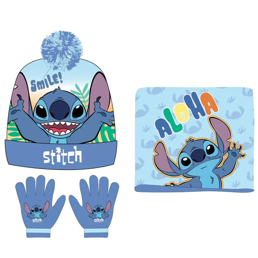 Disney Stitch snood hat gloves set termékfotó