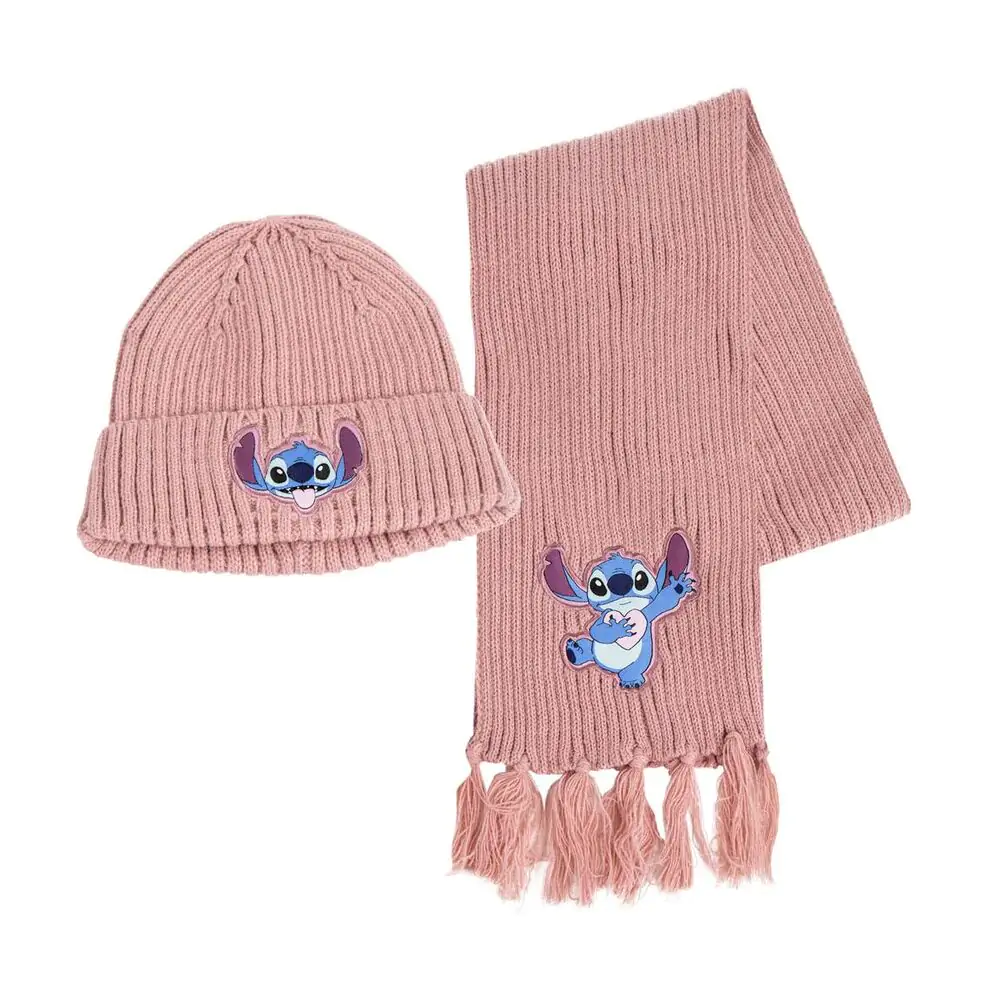 Disney Stitch beanie + scarf set product photo