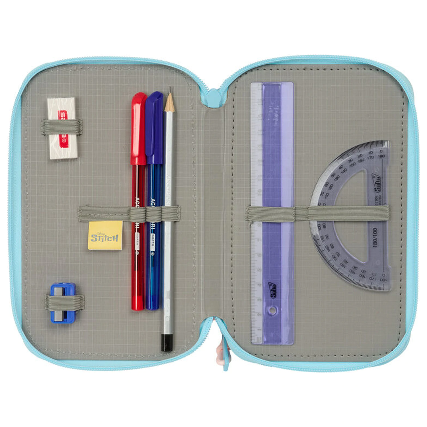 Disney Stitch Ohana triple pencil case 37pcs product photo