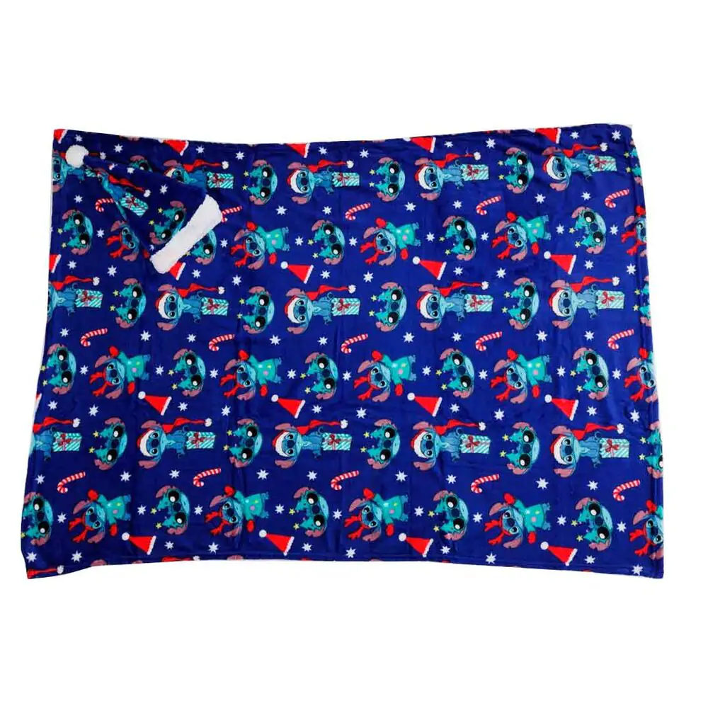 Disney Stitch Coral blanket + hat set product photo