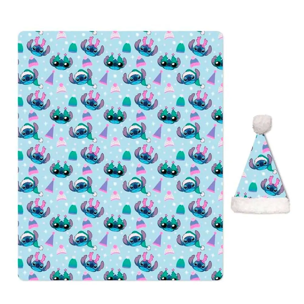 Disney Stitch Coral blanket + hat set product photo