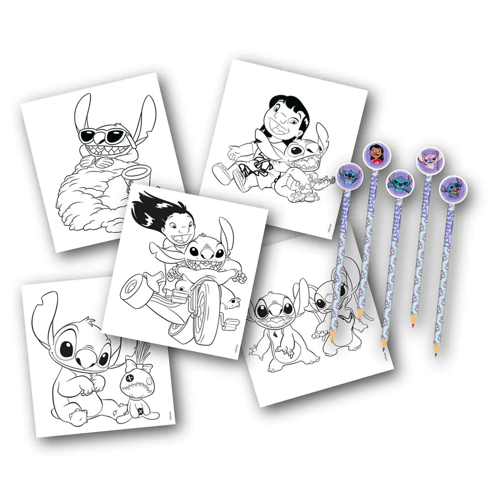 Disney Stitch colouring book with pencils and erasers product photo