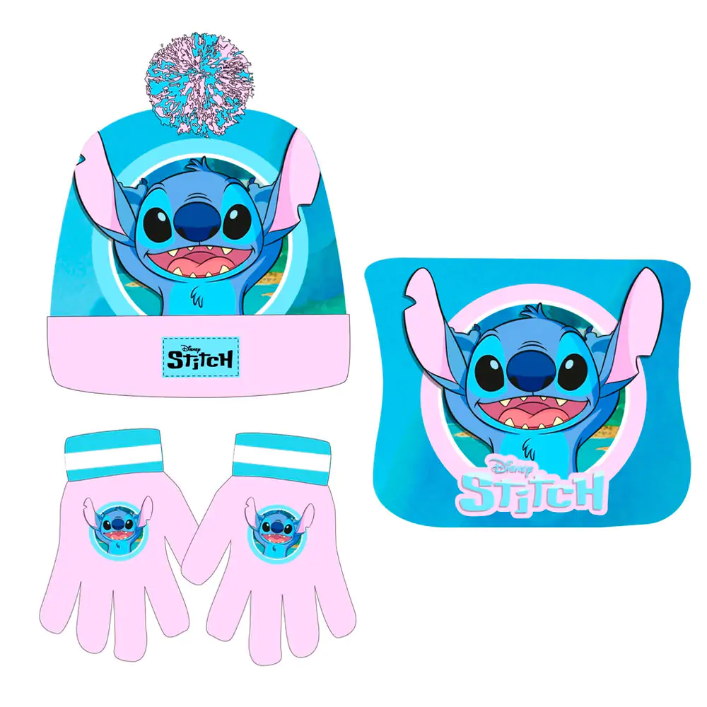 Disney Stitch winter set snood hat gloves termékfotó