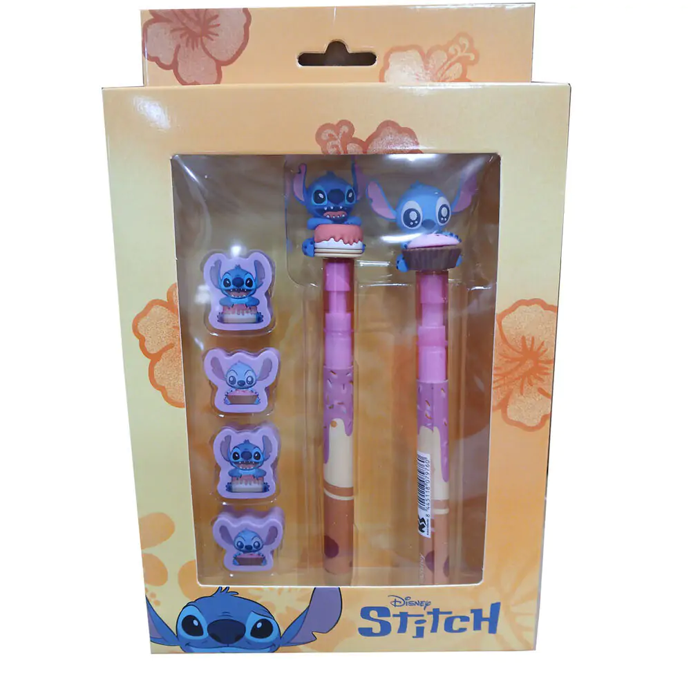 Disney Stitch Pen + Pencil + 4 erasers pack product photo