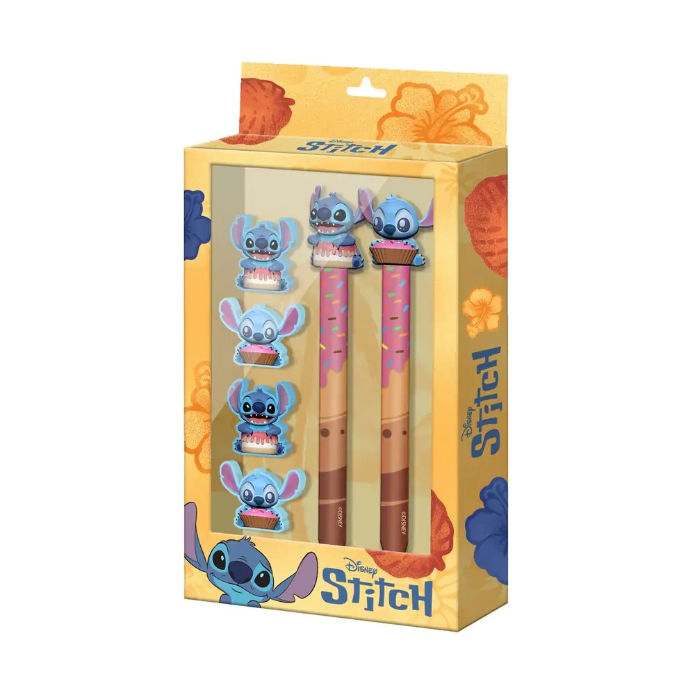 Disney Stitch Pen + Pencil + 4 erasers pack product photo