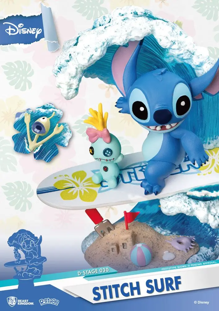 Disney Summer Series D-Stage PVC Diorama Stitch Surf 15 cm product photo
