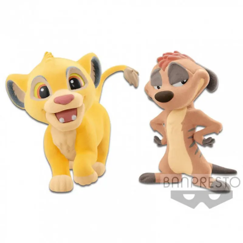 Disney The Lion King Simba & Timon Fluffy Q Posket set figures product photo