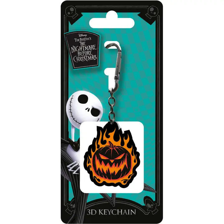 Disney 3D Rubber Keychain The Nightmare Before Christmas Flaming Pumpkin 6 cm termékfotó