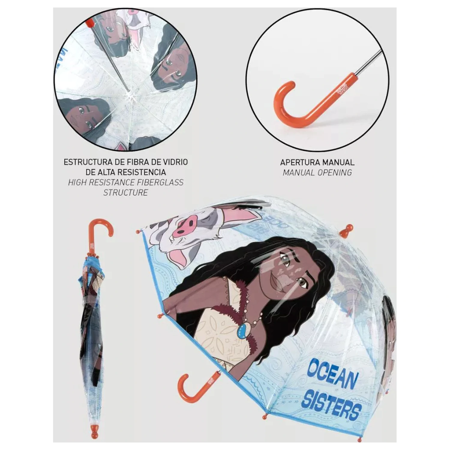 Disney Moana Ocean Sisters Kids Transparent Umbrella product photo