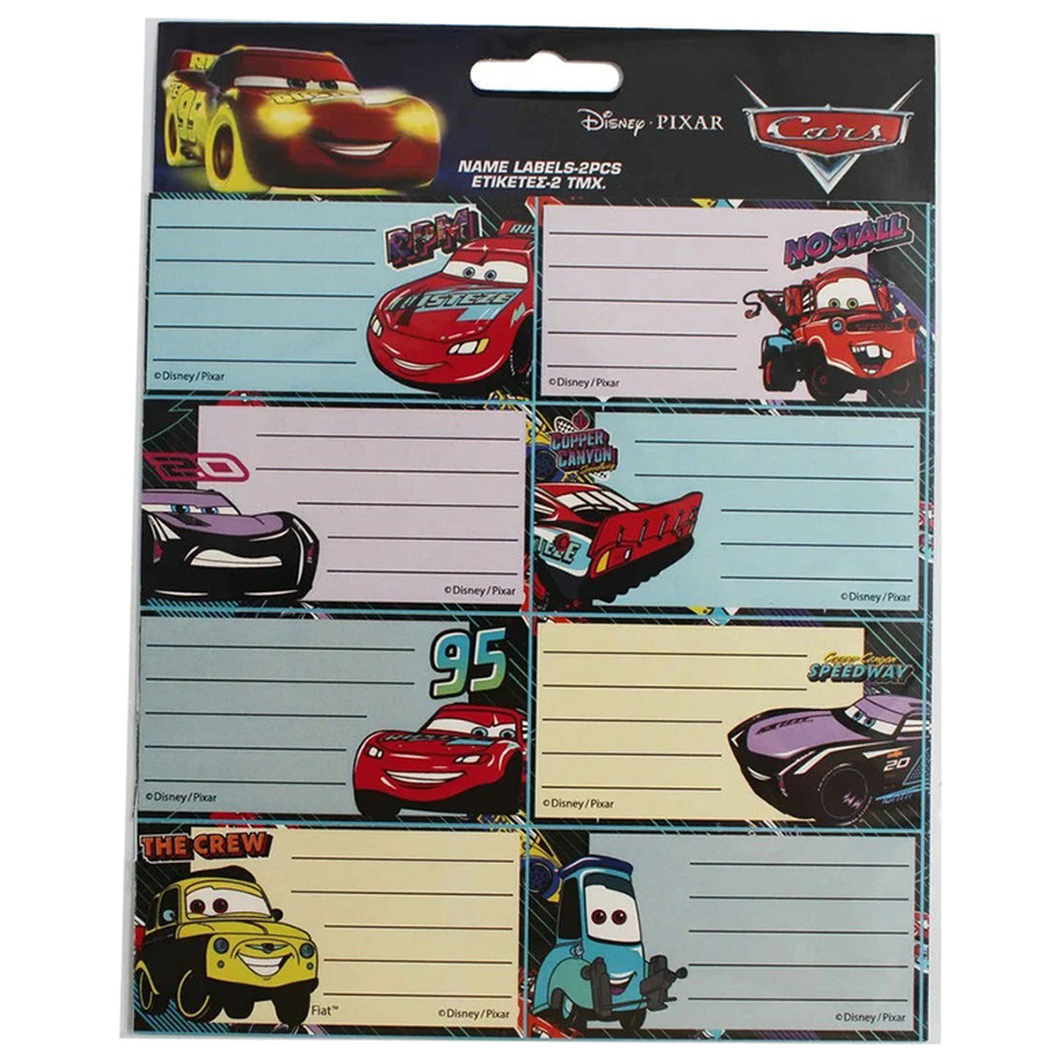 Disney Cars Lightning McQueen Notebook Label 16 pcs product photo