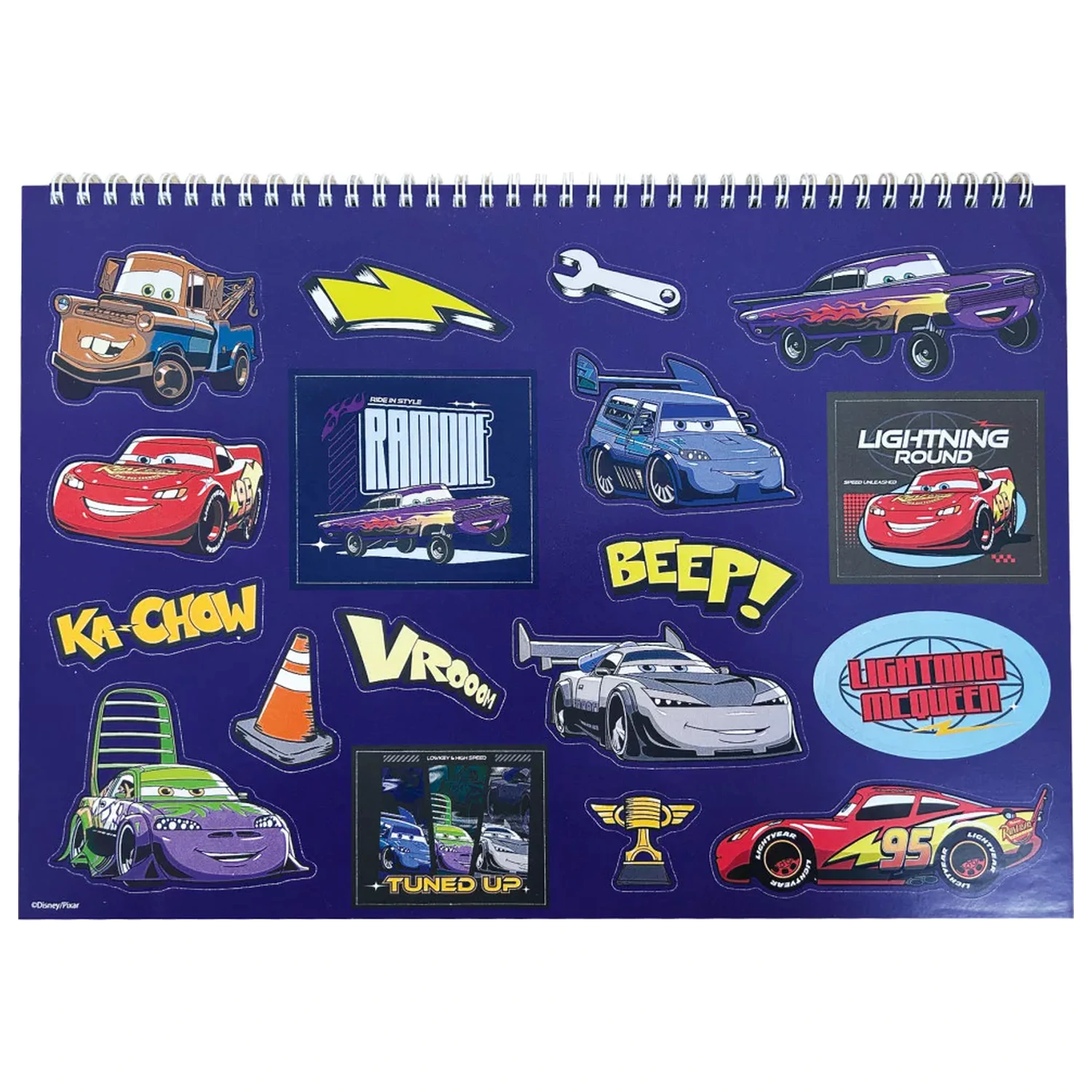 Disney Cars Roaring A/4 Spiral Sketchbook 40 Sheets with Stickers product photo