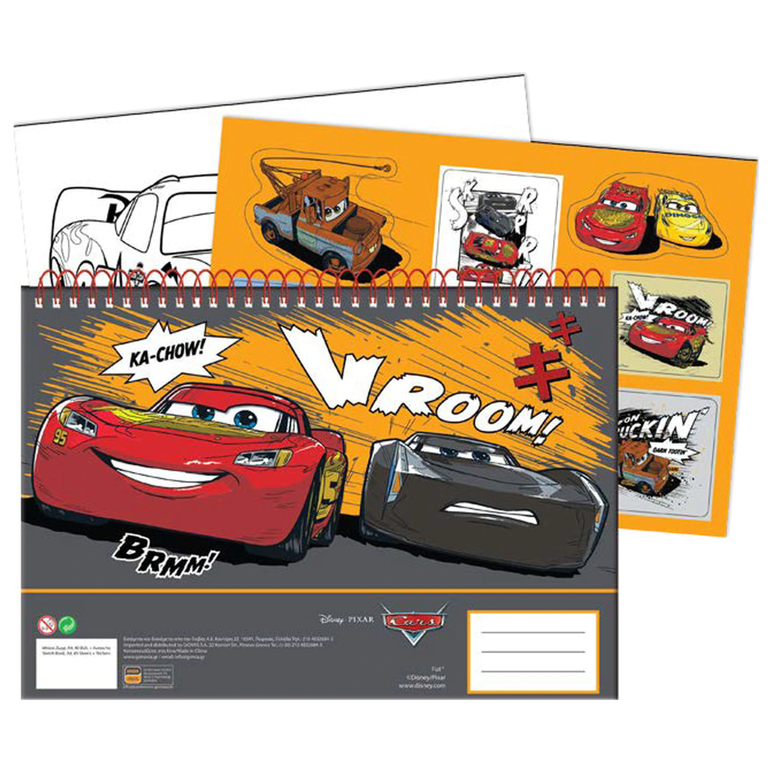 Disney Cars Vroom A/4 Spiral Sketchbook 40 Sheets with Stickers product photo