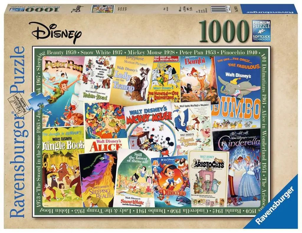 Disney Jigsaw Puzzle Vintage Movie Posters (1000 pieces) product photo