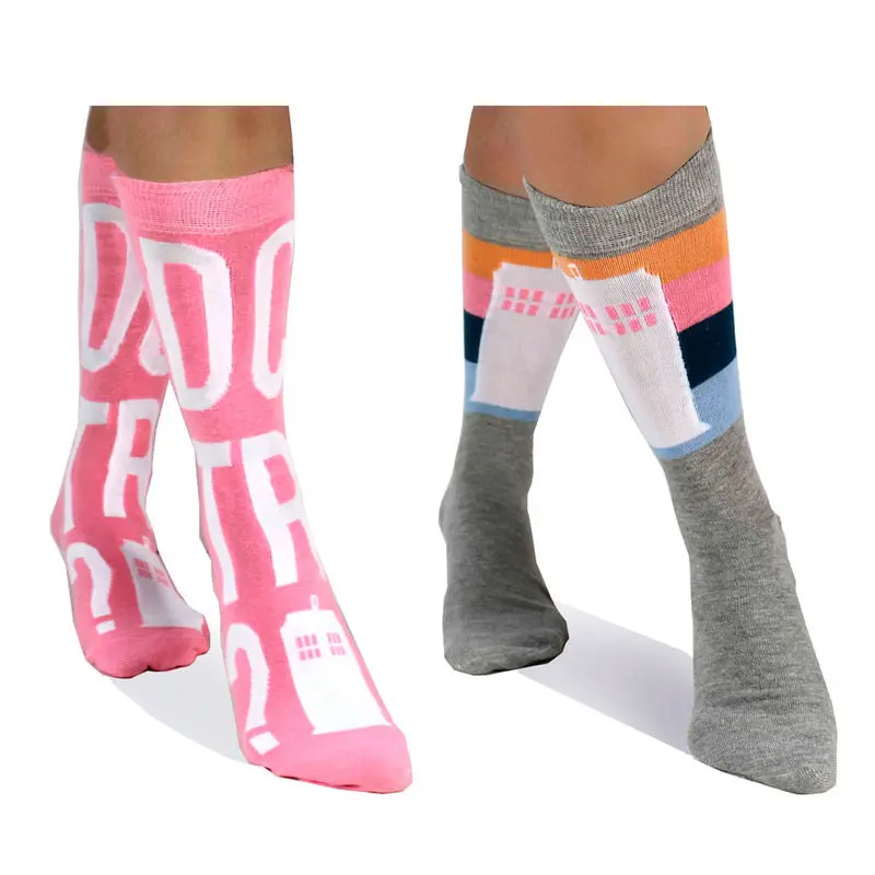 Doctor Who Ladies Rainbow Tardis 2 pack assorted socks product photo