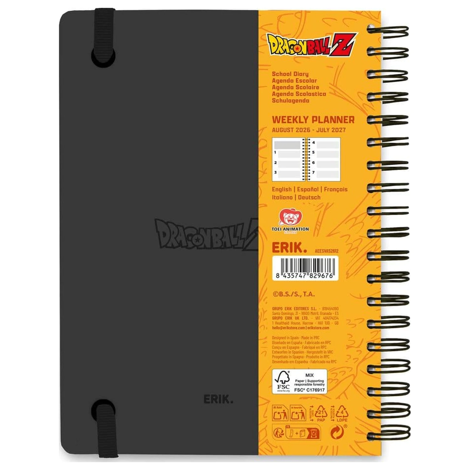 Dragon Ball School Diary weekly planner 2026/2027 A5 product photo