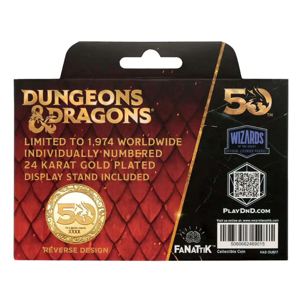 Dungeons & Dragons Collectable Coin 50th Anniversary with Colour Print 24k Gold Plated Edition 4 cm termékfotó