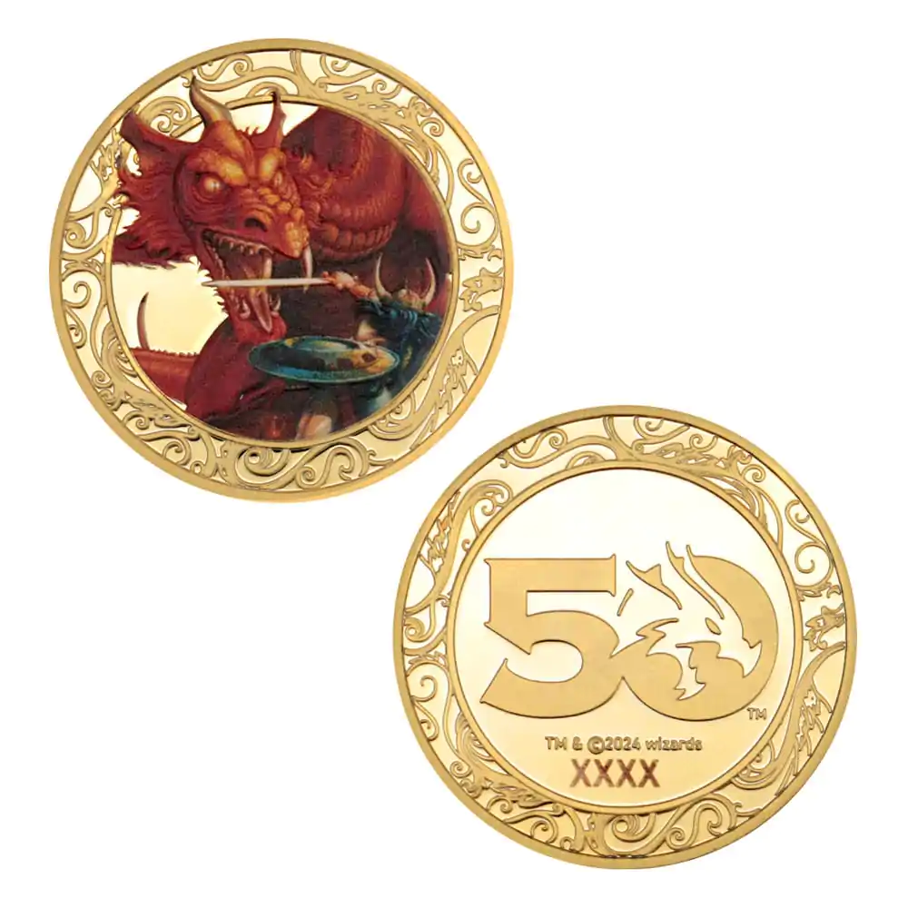 Dungeons & Dragons Collectable Coin 50th Anniversary with Colour Print 24k Gold Plated Edition 4 cm product photo