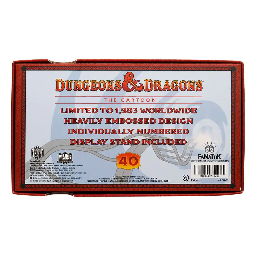 Dungeons & Dragons: The Cartoon Replica 40th Anniversary Rollercoaster Ticket Limited Edition termékfotó