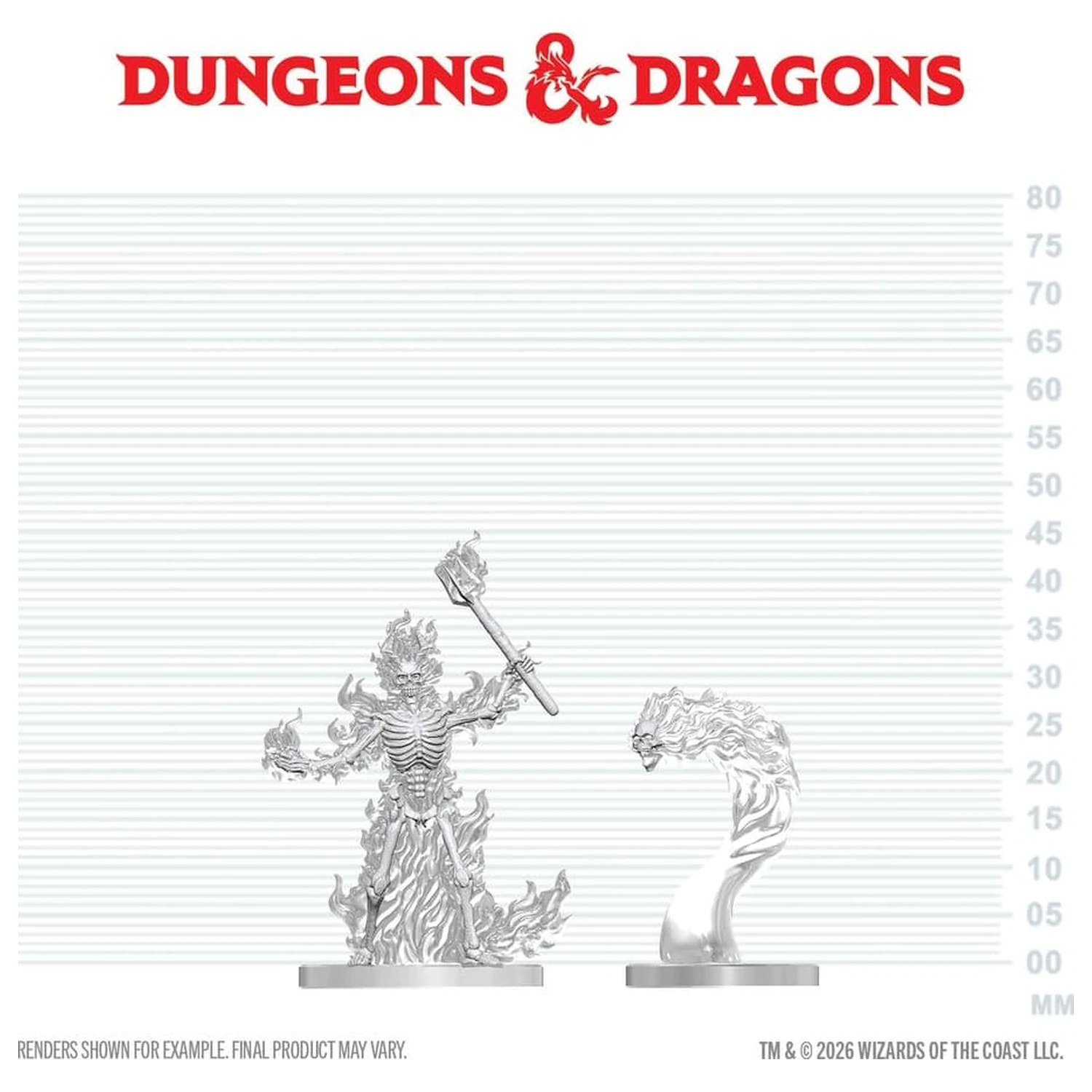 Dungeons & Dragons Nolzur's Marvelous Miniatures Unpainted Miniature Flaming Skeleton & Flameskull 14 cm product photo