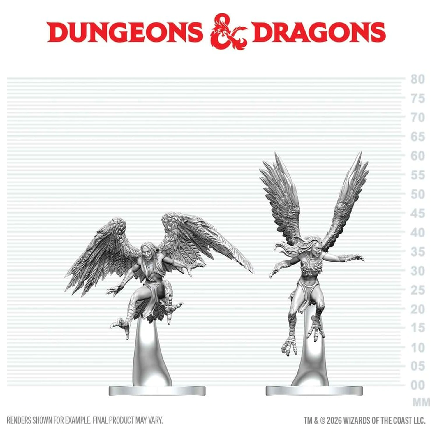 Dungeons & Dragons Nolzur's Marvelous Miniatures Unpainted Miniature Harpies 17 cm product photo