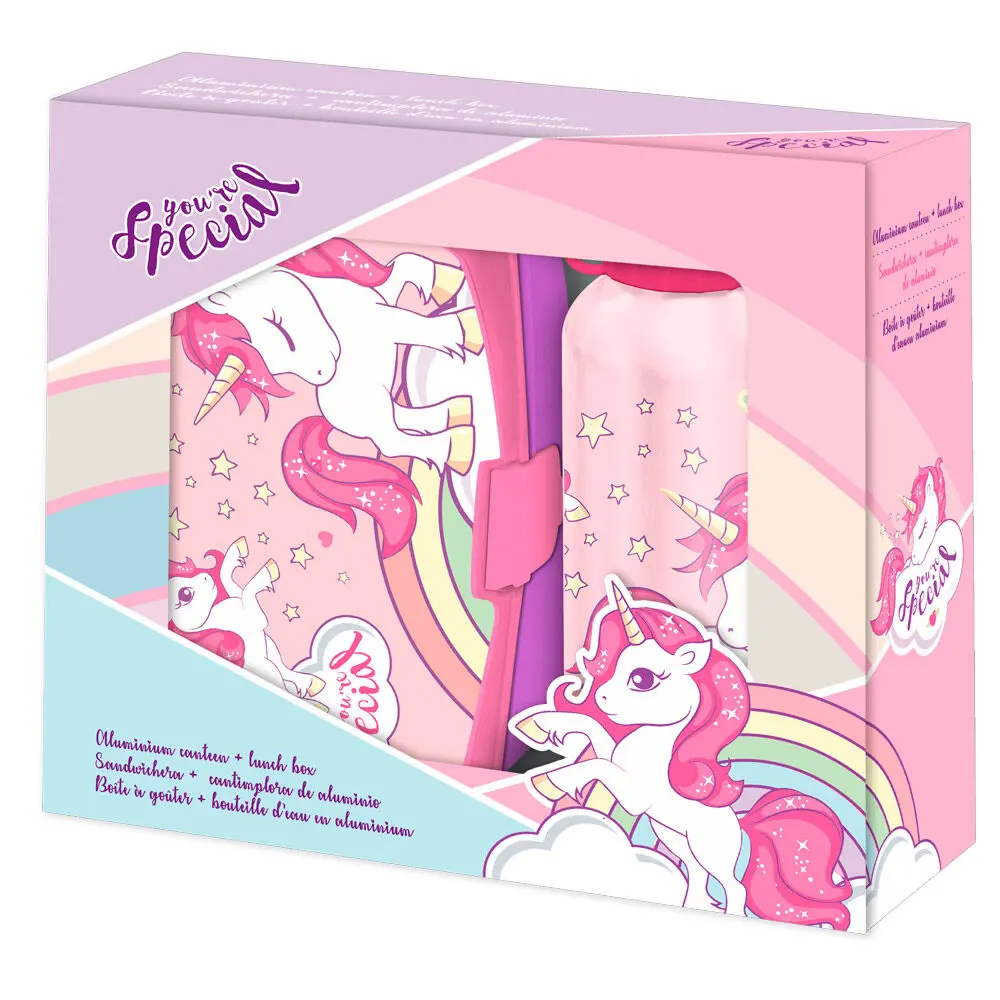 Unicorn Lunch box + aluminium bottle set 500ml product photo