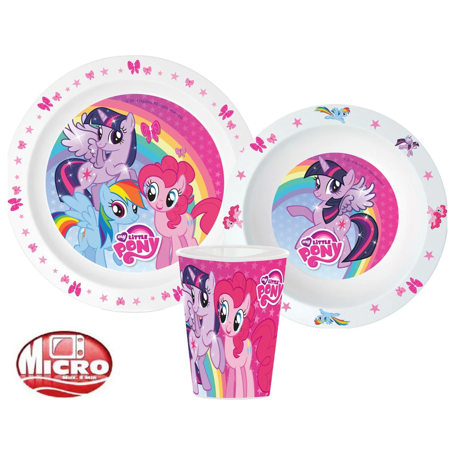 My Little Pony Pink Tableware Set, Micro Plastic Set, with 260 ml Glass product photo