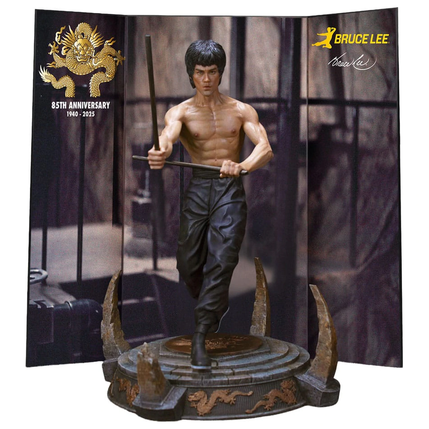 Enter the Dragon Movie Statue 1/6 Bruce Lee Kali Sticks Fight Deluxe Basement Version 30 cm product photo