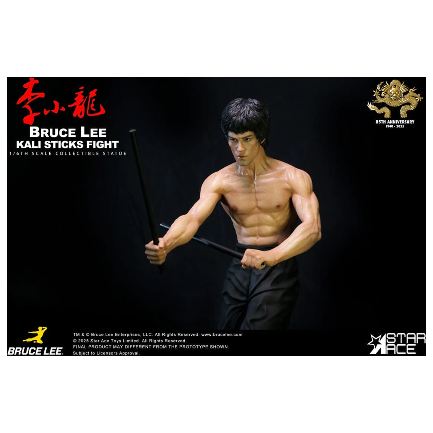 Enter the Dragon Movie Statue 1/6 Bruce Lee Kali Sticks Fight Deluxe Basement Version 30 cm product photo